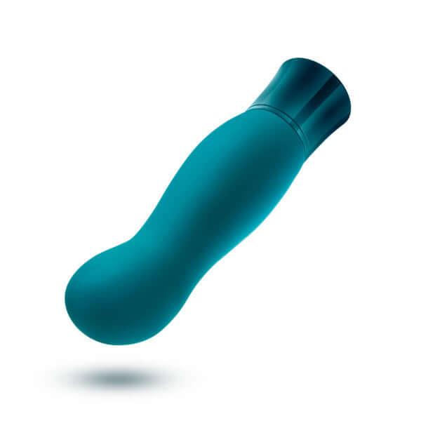 Oh My Gem Fierce Blue Topaz rechargeable silicone vibrator for G-spot exploration.