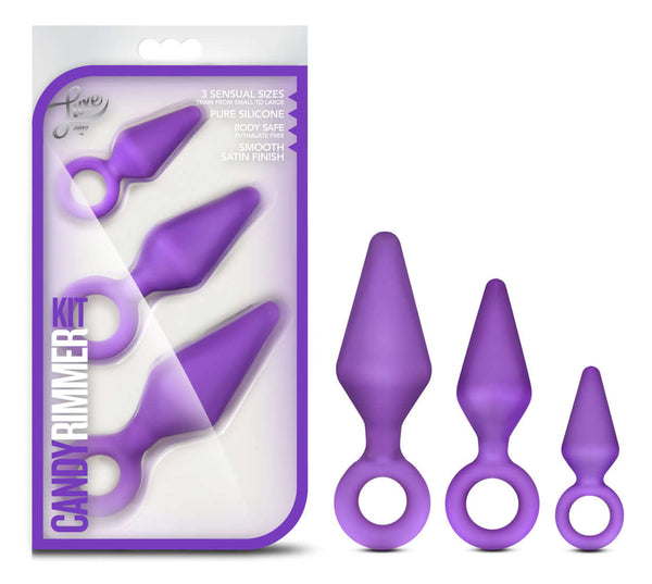 Luxe Candy Rimmer Kit Purple by Blush Novelties - 3 Size Phthalate-Free Silicone Butt Plugs for Anal Play Training Packaged and Unboxed