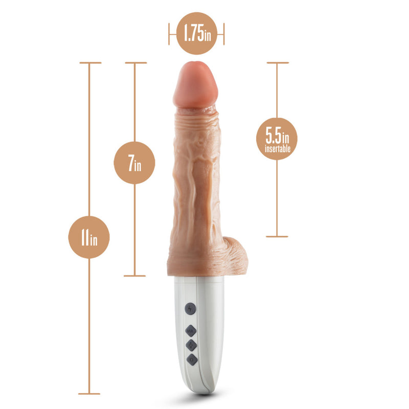 DR SKIN SILICONE DR HAMMER 7IN THRUSTING DILDO W/ HANDLE BEIGE-4
