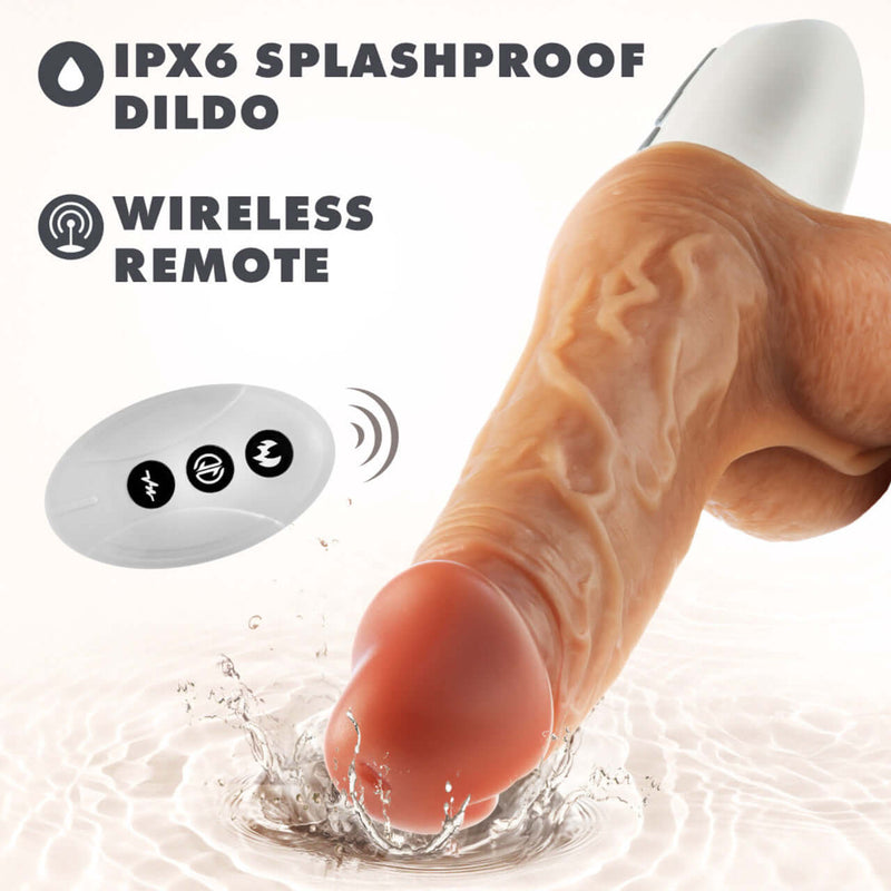 Dr. Skin Silicone Dr. Hammer 7-inch thrusting dildo with wireless remote, IPX6 splashproof rating, realistic design