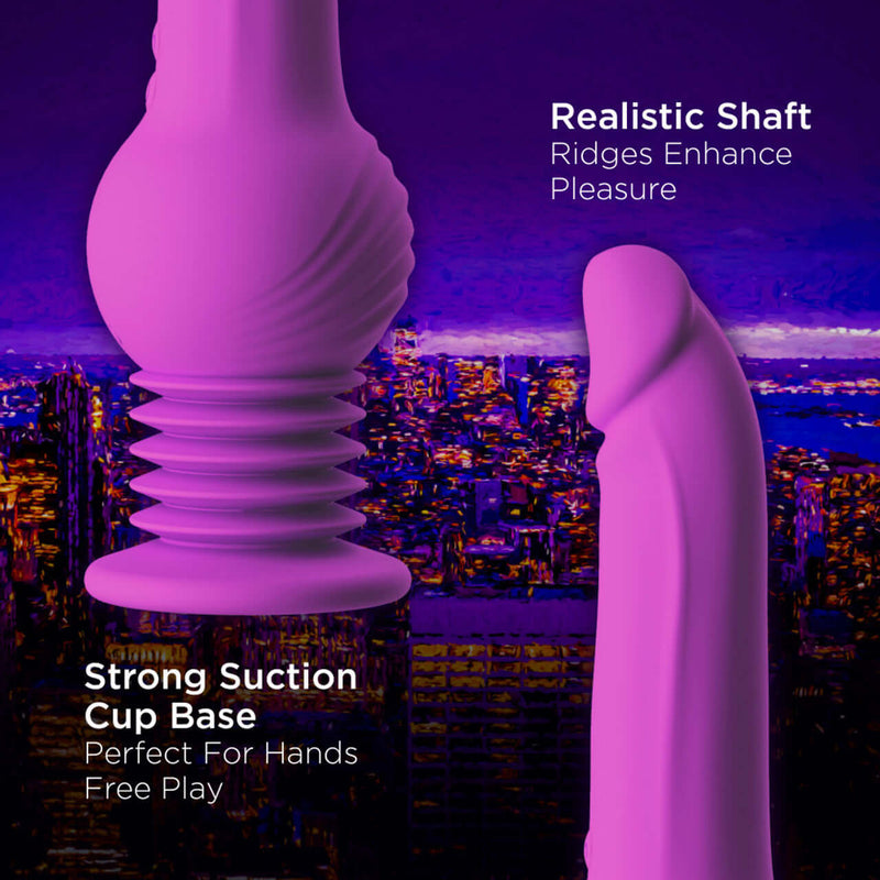 Impressions New York Gyro-Quake Purple Dildo with Realistic Shaft and Strong Suction Cup Base for Enhanced Pleasure and Hands-Free Play