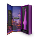 Impressions New York Gyro-Quake Purple Dildo Gen 2 in open packaging with cityscape background