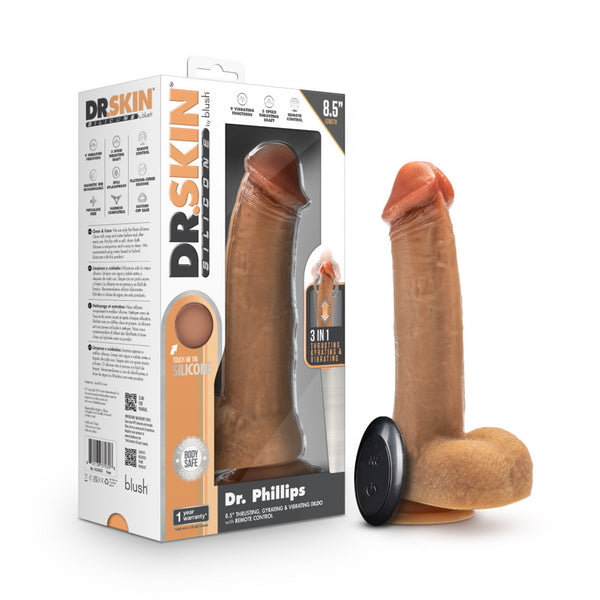 DR SKIN SILICONE DR PHILLIPS 8.5IN THRUSTING DILDO TAN-0