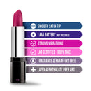 Lipstick Vibe Discreet Massager with smooth satin tip and strong vibrations, designed for portability and pleasure.