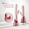 Blush Fraya pink rabbit vibrator in sleek charging stand with USB-C cord