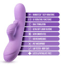 Blush Evelyn Purple Rabbit Vibrator with RumboTech, 10 vibrating modes, dual stimulation, ultra-soft liquid silicone, USB rechargeable