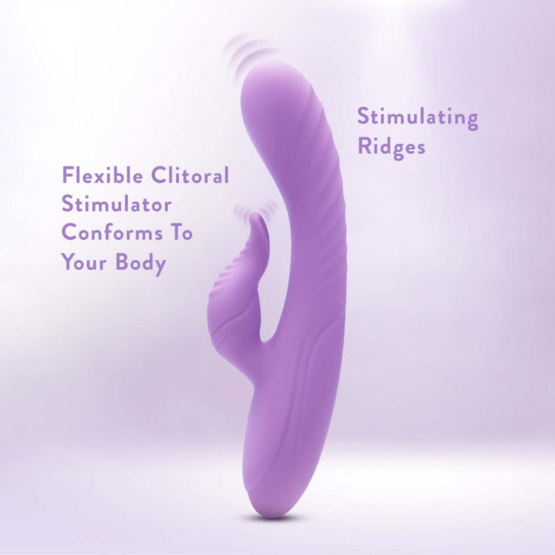 Blush Evelyn Purple Rabbit Vibrator with Flexible Clitoral Stimulator and Stimulating Ridges for Ultimate Pleasure