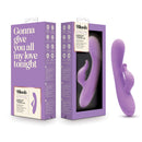 Blush Evelyn Purple Rabbit Vibrator and packaging, featuring advanced RumboTech powered vibrations.