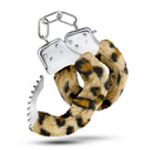 Temptasia Furry Leopard Adjustable Wrist Cuffs designed for playful bondage with leopard-print faux fur.