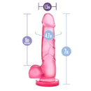Blush Novelties B Yours Sweet N Hard 4 realistic pink dildo with dimensions 7 inches long, 1.5 inches wide, and 6 inches insertable length