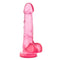 Realistic pink dildo with lifelike details and suction cup base for hands-free play