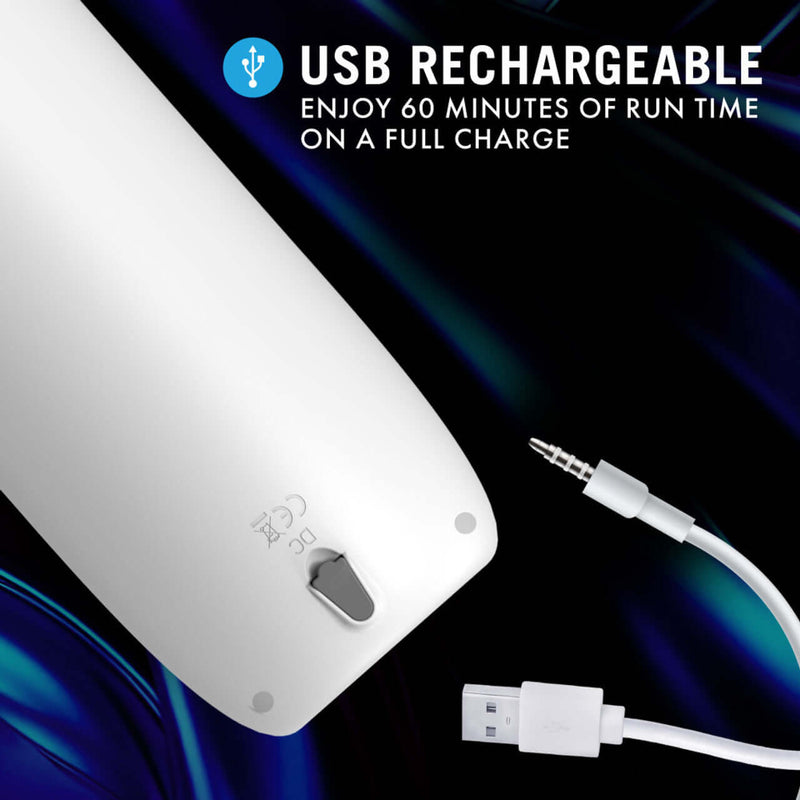 M For Men Robo-Bator White - USB Rechargeable Male Masturbator with 60 Minutes of Run Time per Charge