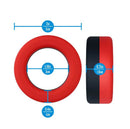 Performance Plus Takeoff Silicone Cock Ring Red Black dimensions showing 2in width and design features.