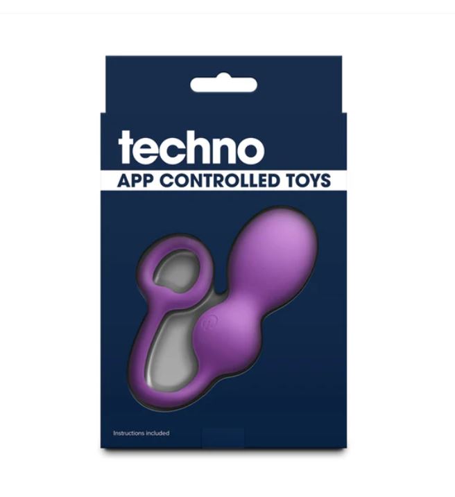 Techno Bop App Compatible Vibrator Purple packaging showcasing the app-controlled design and luxurious silicone texture.