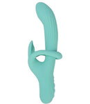 Maia Tenley Dual Motor Gyrating G-spot Vibrator in soft teal color with dual functions for customizable stimulation.