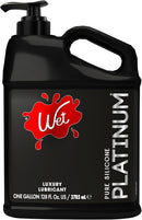Wet Platinum Luxury Silicone Lubricant 128 Oz bottle with pump for long-lasting, silky smooth lubricant.