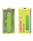 Bdesired Infinite Deluxe Paradise Vibrator Green in packaging, showcasing its sleek design and vibrant color.