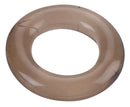 Black elastomer cock ring, donut-shaped, stretchy and latex-free for a comfortable, supportive fit.