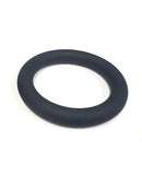 Spartacus Liquid Silicone Cock Ring Large Black on a white background, showcasing its smooth texture and design.