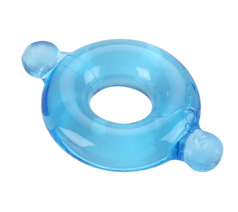 Blue Spartacus Elastomer Cock Ring, stretchy and double-wide, latex-free for enhanced pleasure and comfort.