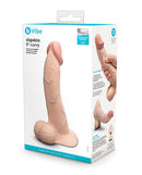 b-Vibe Slipskin 9 Inch Curvy Realistic Dildo Cream in packaging showcasing lifelike design and curved shape.