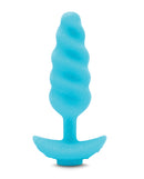 b-Vibe Unicorn Tail Vibrating Butt Plug Special Edition in blue with twisted texture and rounded base
