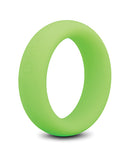 b-Vibe Snug Ring 45 mm Soft Stretch Silicone Cock Ring Green in a vibrant green color, showcasing its soft and stretchy design.