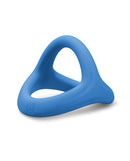 b-Vibe Snug Ring Tri-Sling Silicone Cock-and-Ball Sling in blue silicone for enhanced comfort and performance.