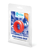 b-Vibe Flex Ring Grip Super Soft Silicone Cock Ring Red packaging with premium ultra-soft silicone.