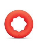 b-Vibe Flex Ring Grip Super Soft Silicone Cock Ring Red displayed on a white background.