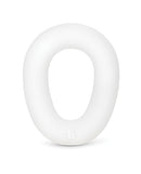 b-Vibe Flex Ring Loop Super Soft Silicone Cock Ring Clear in white, featuring an easy-to-handle loop design for comfort.