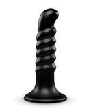 b-Vibe Krush 9.5 Inch Curved Ribbed XXL Suction Cup Dildo, featuring a textured design for enhanced pleasure.