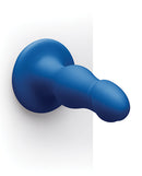 b-Vibe Gape 8.25 Inch Bulbous XXL Dildo with Suction Cup in blue against a white background.