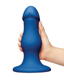 b-Vibe Gape 8.25 Inch Bulbous XXL Dildo with Suction Cup held in hand for enhanced sensory experience.