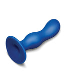 b-Vibe Milk 8.5 Inch Curved XXL Anal Trainer in blue, features a gently tapered tip and an elegant S-curve design.