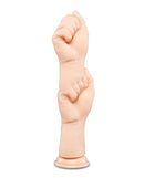b-Vibe Fists 14.5 Inch Realistic XXL Suction Cup Dildo with detailed hand design and suction base.