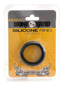 Boneyard Silicone Cock Ring 35mm Black in packaging showcasing its design and size.