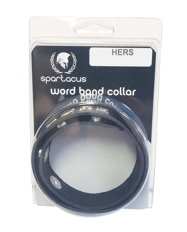 Premium Spartacus SM Collar in packaging, HERS edition, crafted from high-quality leather for BDSM play and intimate expression.
