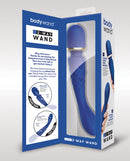XGen Bodywand Luxe 2 Way Wand Head Massager Blue packaging displaying features and design.
