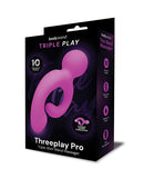 Bodywand Triple Play Threeplay Pro Wand Massager packaging showcasing ergonomic design and 10 vibration modes.