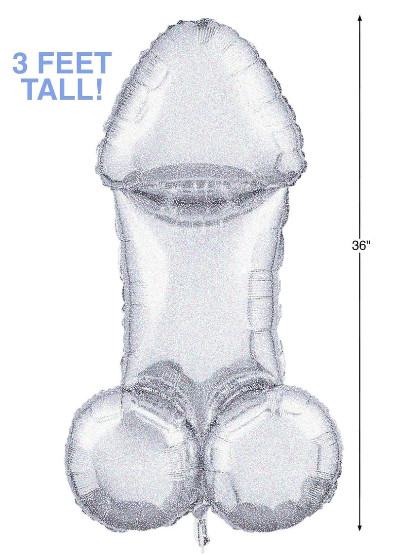 Glitterati Disco Penis Mylar Balloon - 3ft Sparkling Decoration for Bachelorette Party.
