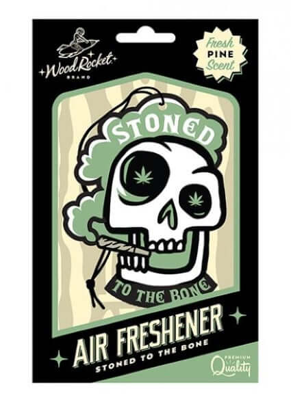 Air Freshener Stone To The Bone with Fresh Pine Scent in unique skull design packaging