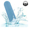 Turbo Buzz™ Rounded Bullet Vibrator in blue splashing in water, showcasing waterproof IPX7 rating.