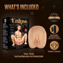 EnLust Camila Vibrating Masturbator Pussy & Ass with remote control vibrating bullet and packaging.