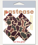 Desert Camo Plus X Breast Pasties in a package featuring bold camouflage design for confident fashion.