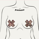 Desert Camo Plus X Breast Pasties on a stylized female torso, featuring bold camouflage design.