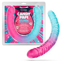 B Yours Candy Papi Double Dildo 17.75 inches in vibrant colors, designed for versatile pleasure and double penetration.