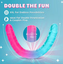 B Yours Candy Papi Double Dildo 17.75 inches, ideal for couples play and double penetration with a vibrant color design.