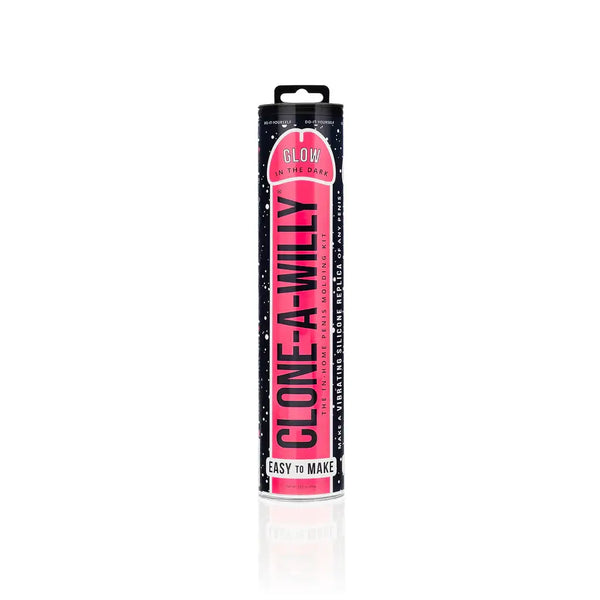 Clone-A-Willy Hot Pink Glow In The Dark Vibrating Silicone Dildo Kit packaging