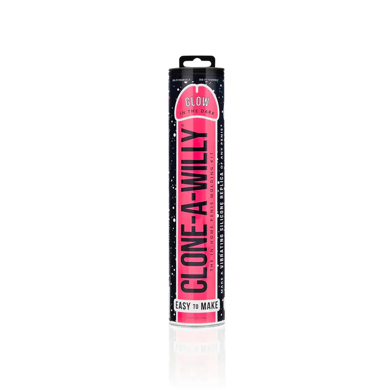 Clone-A-Willy Hot Pink Glow In The Dark Vibrating Silicone Dildo Kit packaging